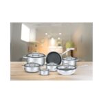 طقم أواني طهي غير لاصقة من الاستيل المقاوم للصدأ مكون من 3 طبقات من أرشيا، 13 قطعة